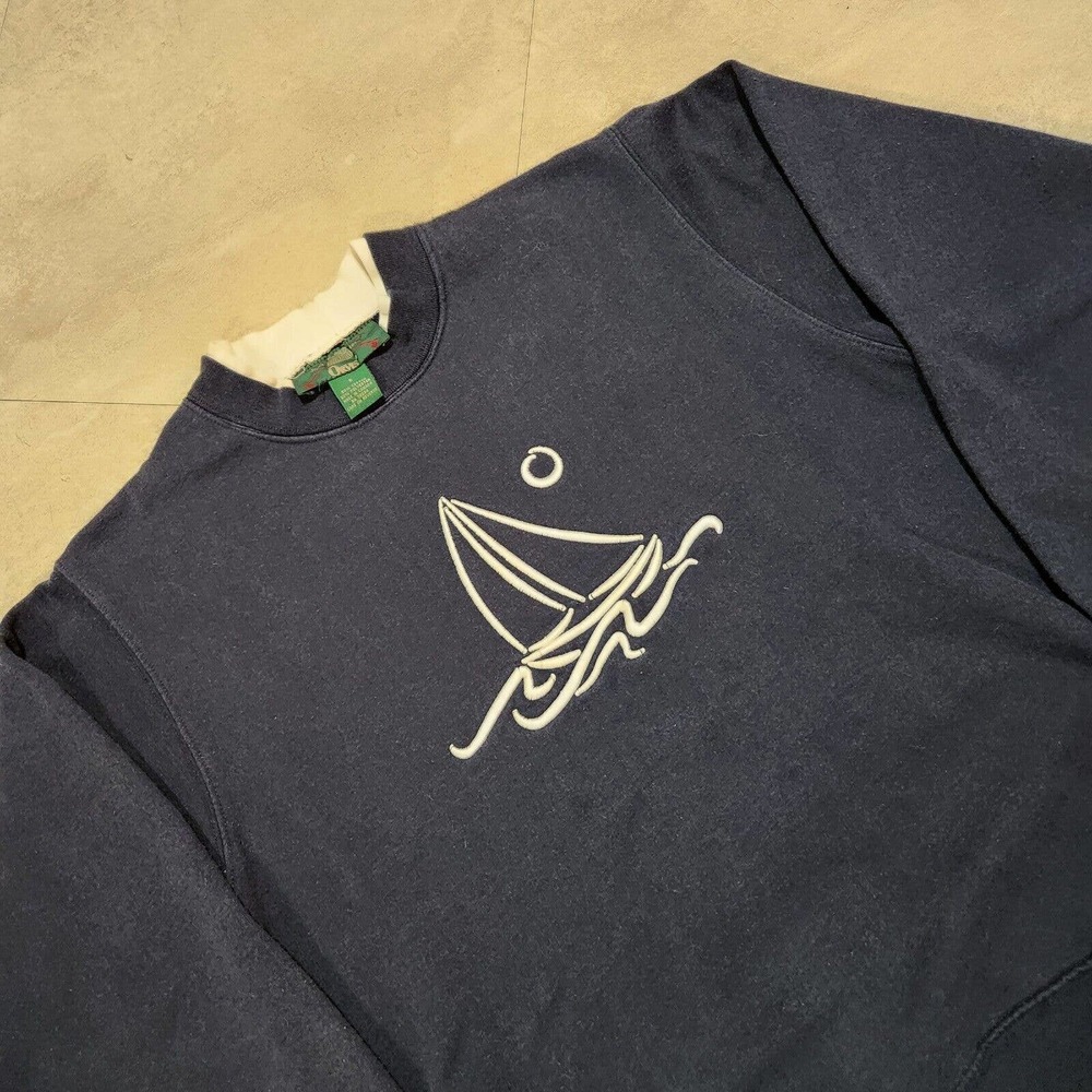 VTG 90s Orvis Womens S Small Sailboat Sailing Boat Navy Blue Crewneck Sweatshirt